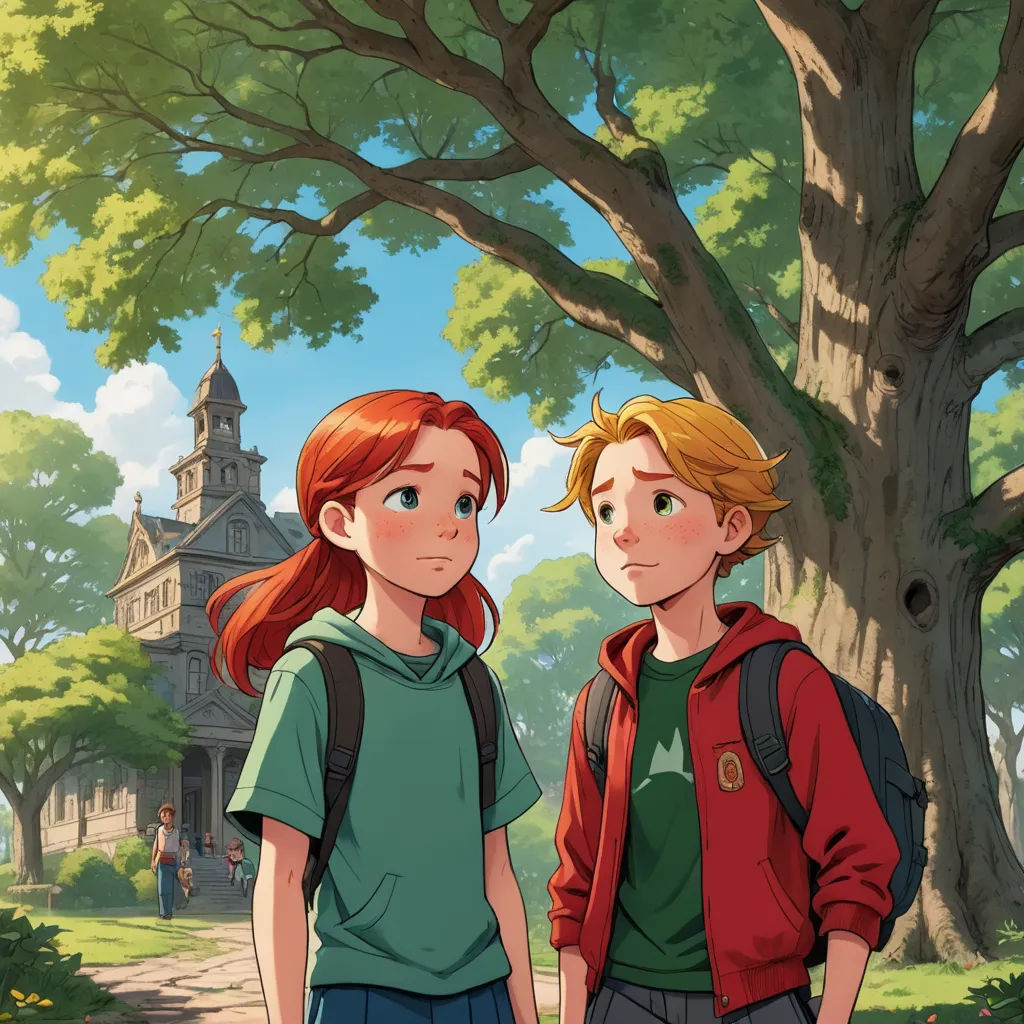 a couple of people standing next to each other near a tree and a building with a clock tower in the background, paris school, a storybook illustration, Cedric Seaut (Keos Masons), rossdraws global illumination