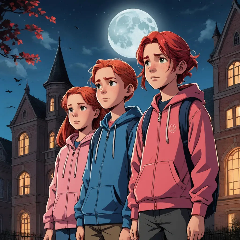 a group of people standing in front of a building at night with a full moon in the background and a full moon in the sky, sots art, concept art, Cedric Seaut (Keos Masons), key art