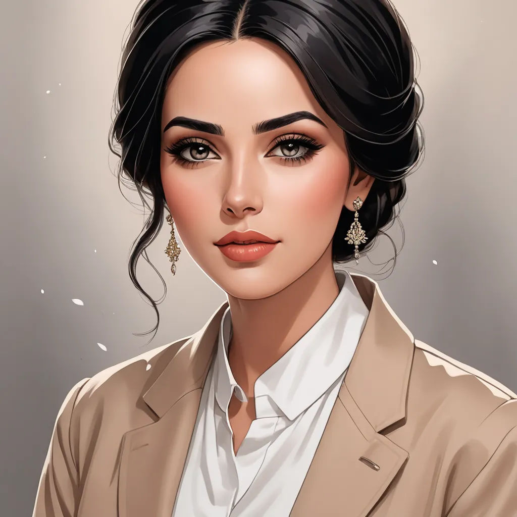 a woman with a suit and earrings on her head and a white shirt on her shirt is wearing a pair of earrings, fantasy art, a character portrait, Charlie Bowater, detailed portrait