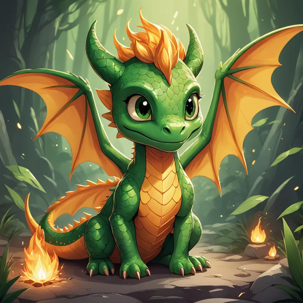a green dragon sitting on a rock in the forest with fire coming out of its mouth and wings spread, sots art, concept art, Chris LaBrooy, dragon art