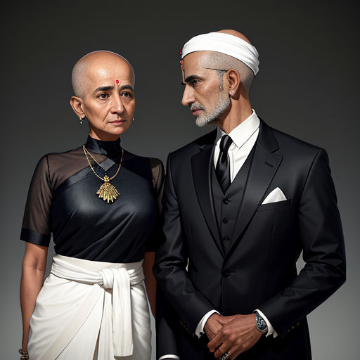 a man and woman dressed in black and white posing for a picture together, with a man in a tuxedo and a woman in a white dress