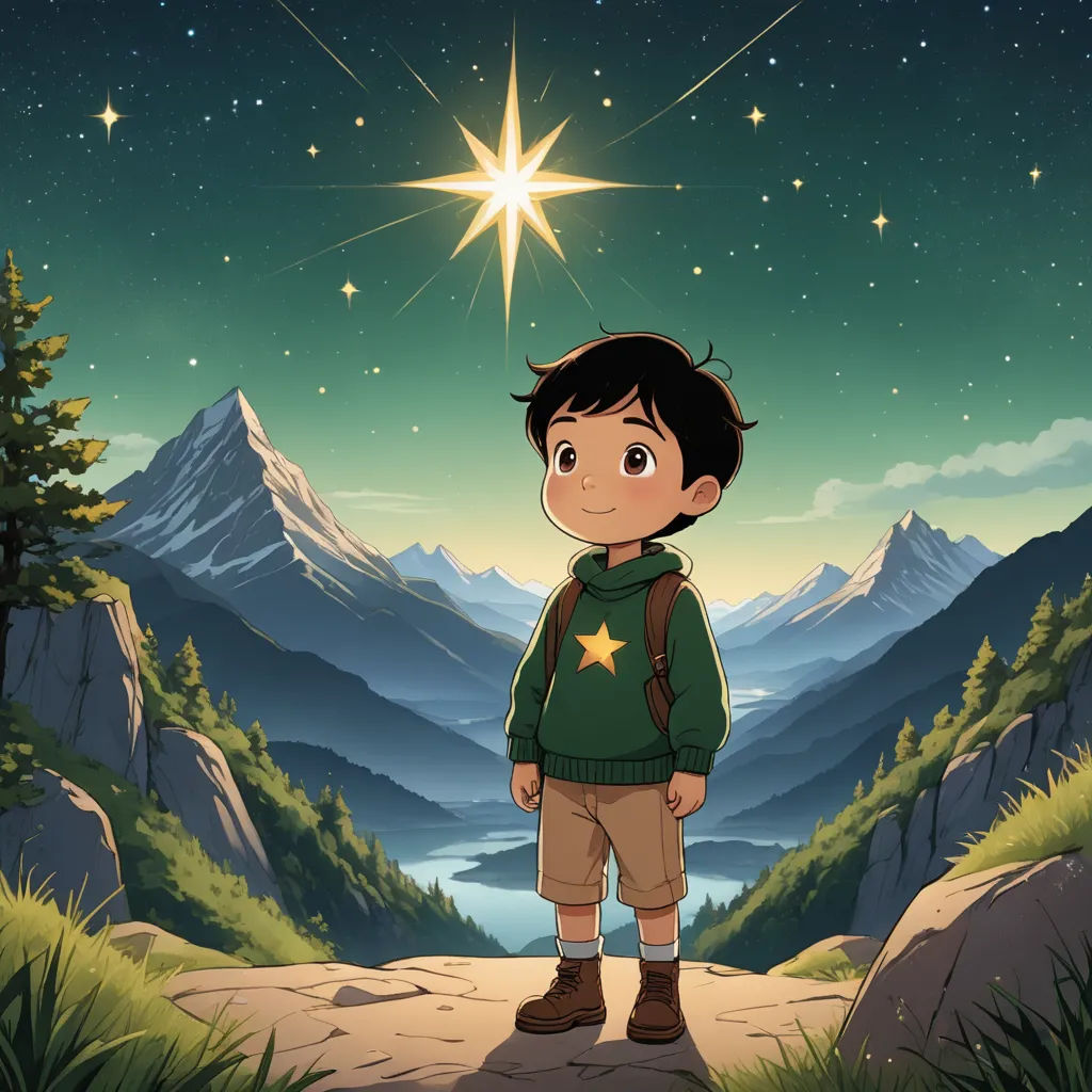 a boy standing on a mountain looking at the stars above him in the sky above him is a mountain range, space art, poster art, Diego Gisbert Llorens, promotional image