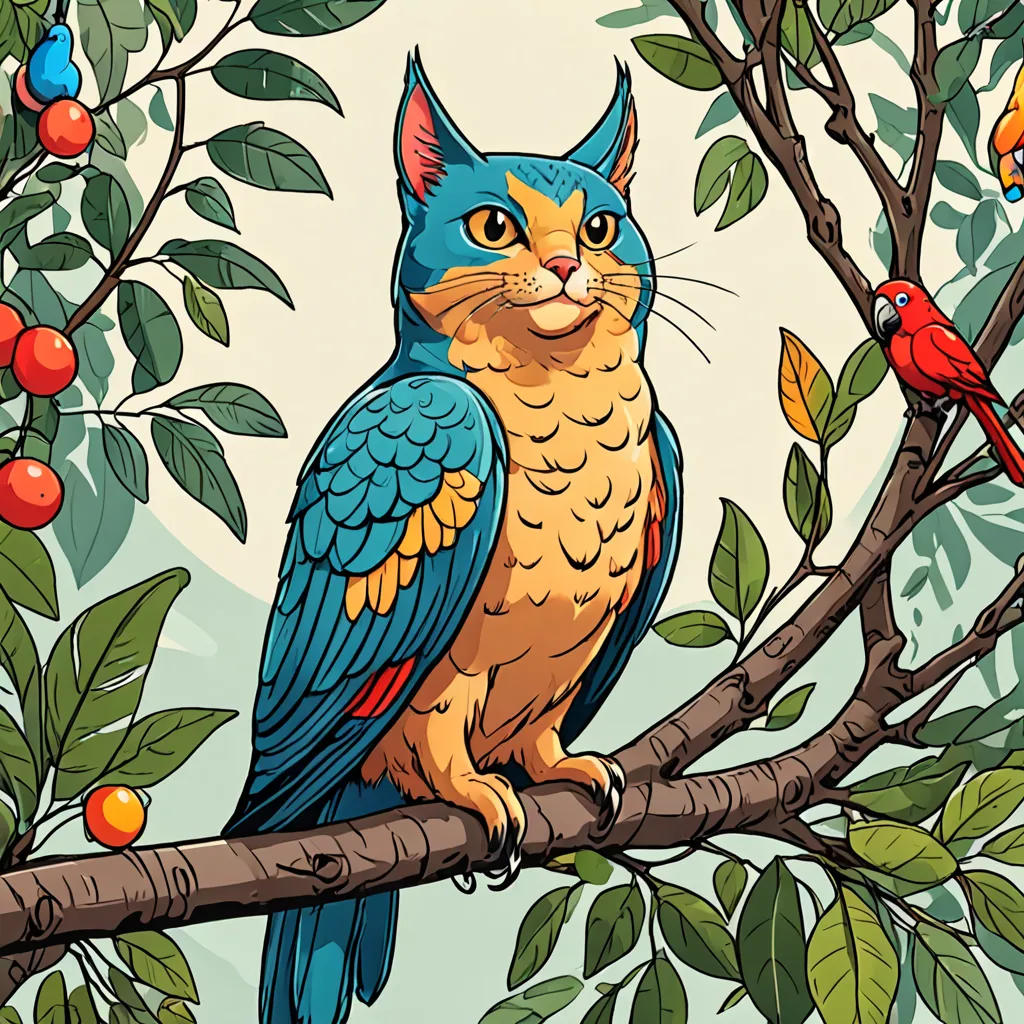 The Clever Cat and the Tricky Parrot