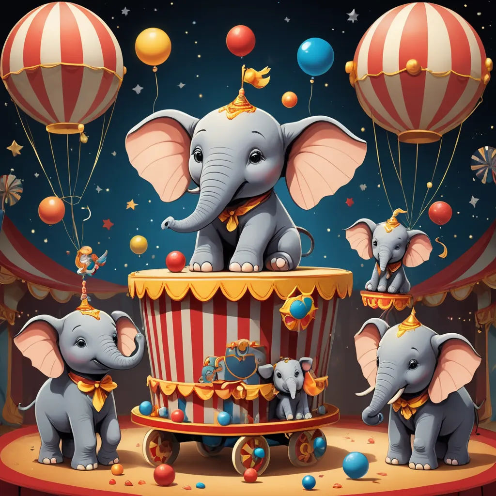 a circus scene with elephants and circus clowns on a circus float with balloons and balloons in the sky, pop surrealism, a storybook illustration, Chris LaBrooy, highly detailed digital painting