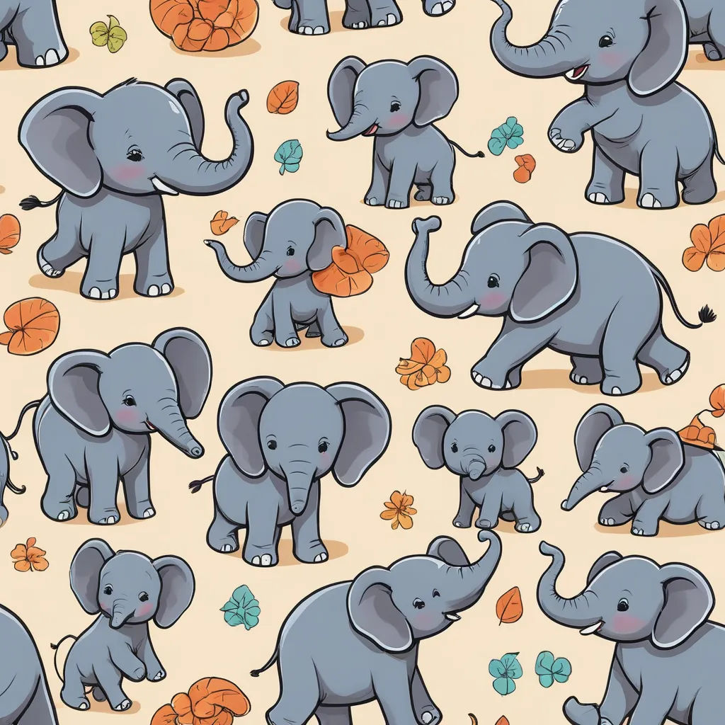 a group of elephants standing next to each other on a field of leaves and flowers with a ball in the middle, pop surrealism, a storybook illustration, Annabel Kidston, detailed illustration