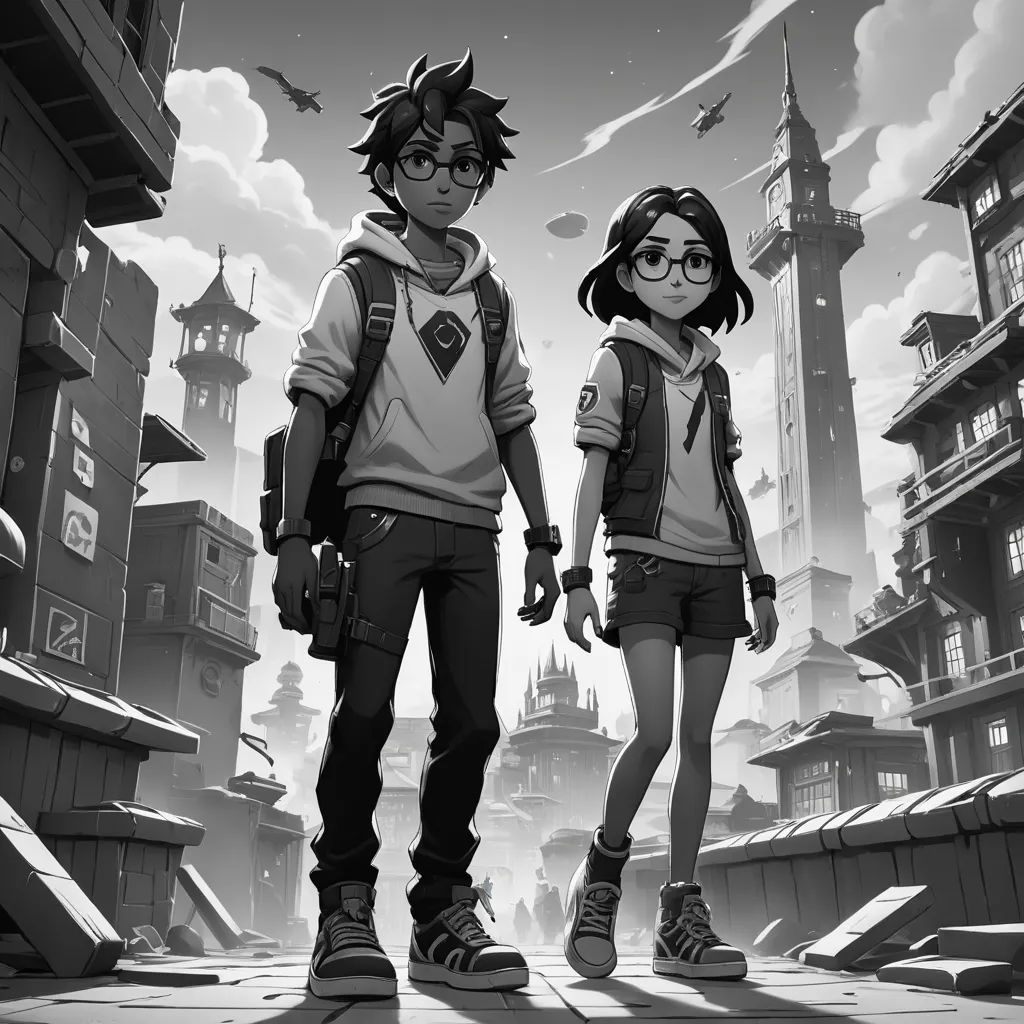 a couple of people standing next to each other in front of a cityscape with a sky background, sots art, concept art, Cedric Seaut (Keos Masons), key art
