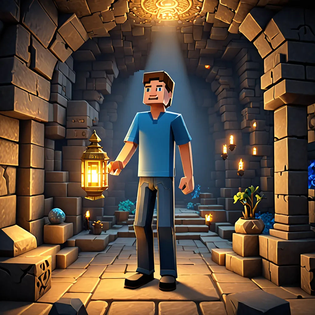 a man holding a lantern in a dark cave with a light shining on him and a lantern in the middle, sots art, an ambient occlusion render, Cedric Seaut (Keos Masons), key art