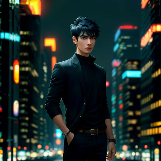 a man standing in a city at night with his hands on his hips and his hands on his hips