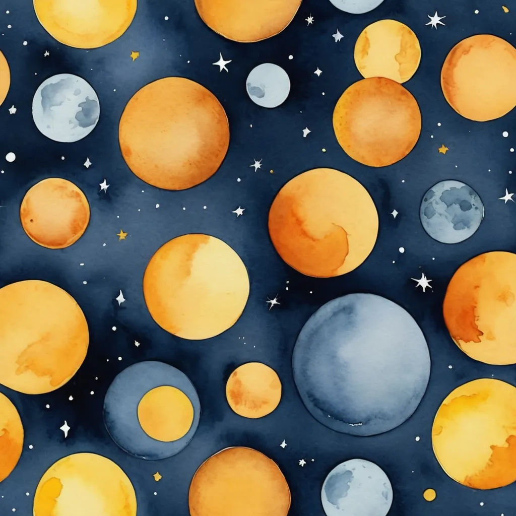 a painting of planets and stars on a blue background with stars and a sky in the background with a white star, space art, a watercolor painting, Annabel Kidston, space