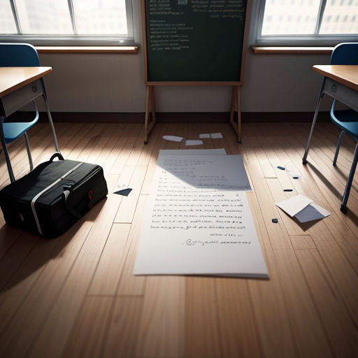 a piece of paper on the floor next to a suitcase and a sign on a board in a room