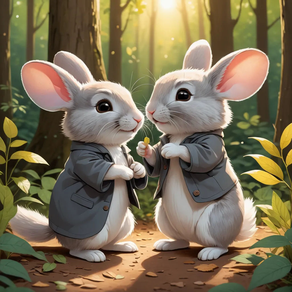 two rabbits dressed in suits standing in a forest with sunlight shining through the trees behind them and holding hands, furry art, a digital painting, Aaron Jasinski, trending on art station