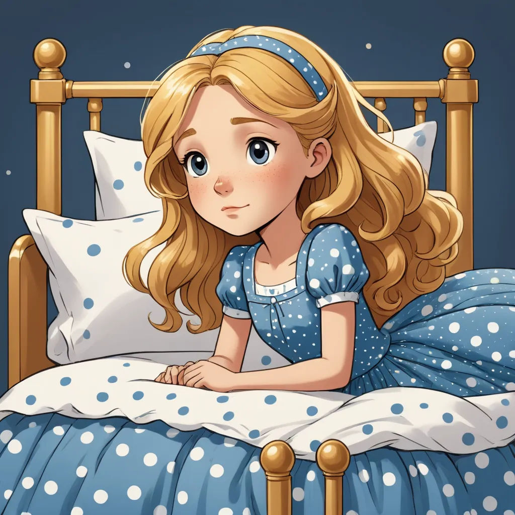 a cartoon girl laying in bed with a pillow and blanket on her head and a pillow on her chest, fantasy art, a storybook illustration, Alice Prin, storybook illustration