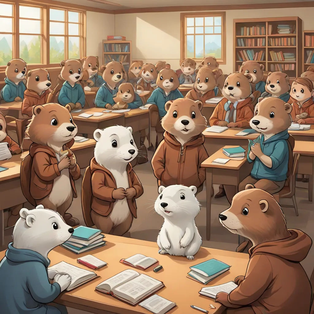 a classroom full of teddy bears sitting at desks and reading books in front of them, with a teacher standing at the front of the room, trending on furaffinity, furry art, a detailed painting, Cyril Rolando