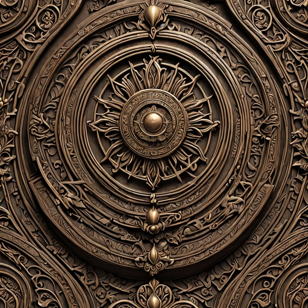 a close up of a decorative wall with a clock on it's face and a clock on the side, arts and crafts movement, an ambient occlusion render, Earnst Haeckel, ornate