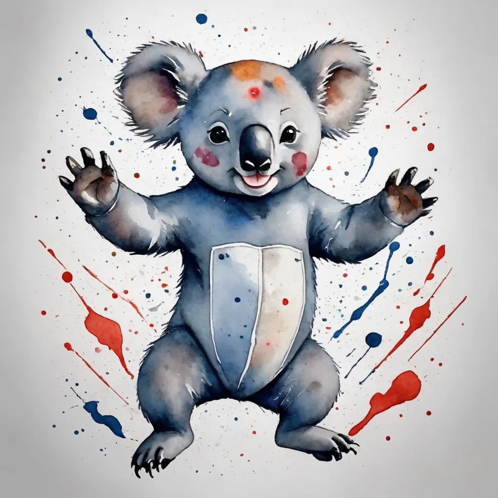 a watercolor painting of a koala bear with a bib on it's chest and arms, modern european ink painting, an airbrush painting, Aloysius O'Kelly, watercolor