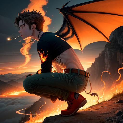 anime boy with dragon wings