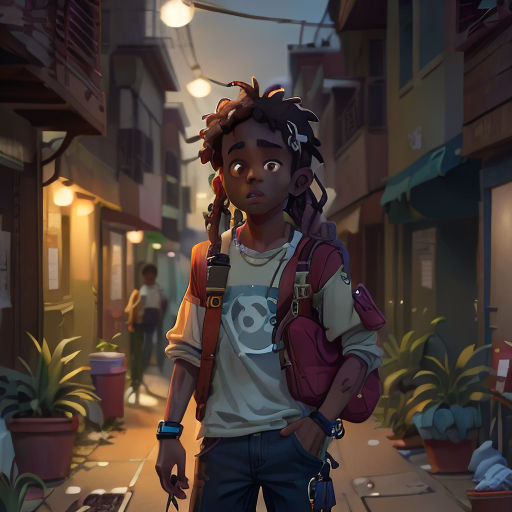 a man with a backpack and a backpack on a city street at night with people walking by and a laptop on the ground