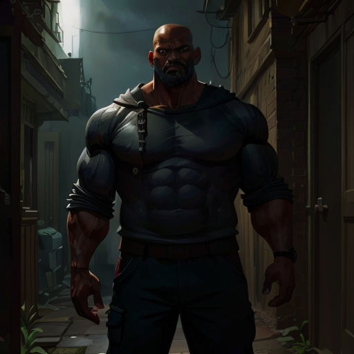 a man in a black outfit standing in a alley way with a knife in his hand and a knife in his hand