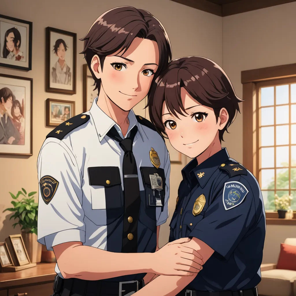 a couple of people that are standing in a room together with a window behind them and a picture of a man and woman, remodernism, concept art, Aya Goda, official art