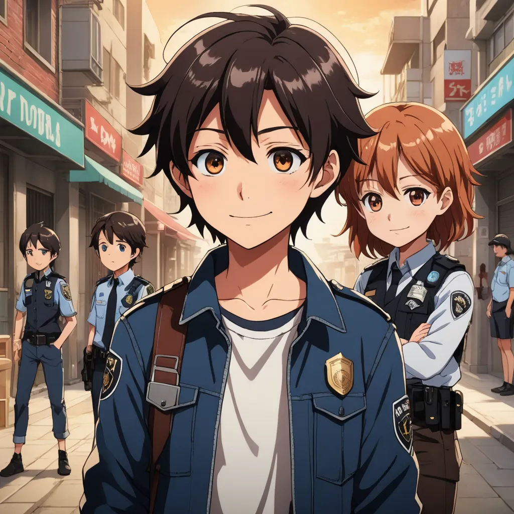 a group of people standing on a street next to each other in front of a building with police uniforms, sots art, concept art, Ai-Mitsu, official art
