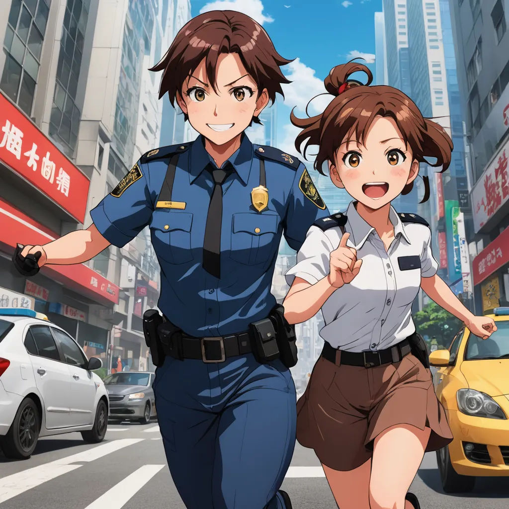 a couple of people that are walking down a street together in the street with cars and buildings in the background, excessivism, concept art, Aya Goda, official art