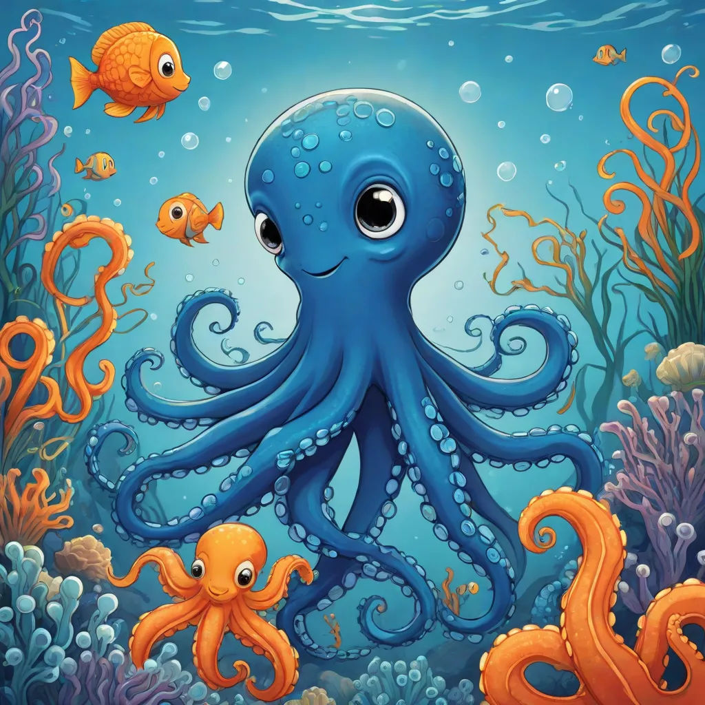 an octopus and other sea animals under the water illustration by alex krapfer for the children's book, the little mermaid, pop surrealism, a storybook illustration, Chris LaBrooy, octopus