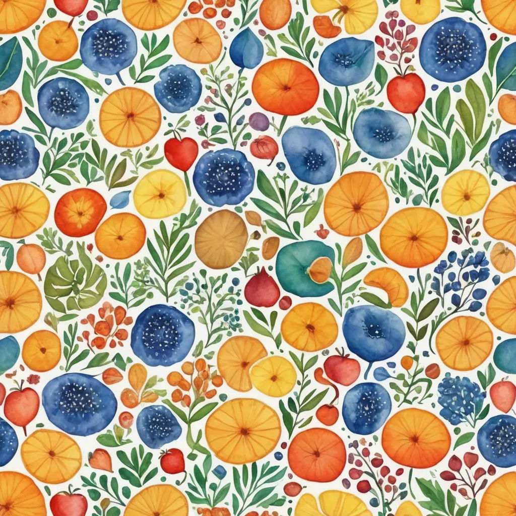 a colorful floral pattern with many different colors and sizes of flowers on a white background with leaves and berries, folk art, a watercolor painting, Annabel Kidston, organic painting