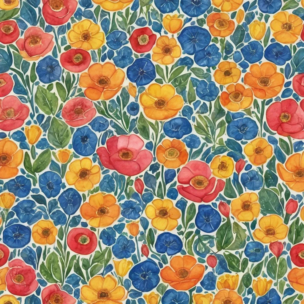a painting of flowers on a white background with blue and red flowers in the middle of the image and a green leafy branch, arts and crafts movement, a watercolor painting, Annabel Kidston, flowers
