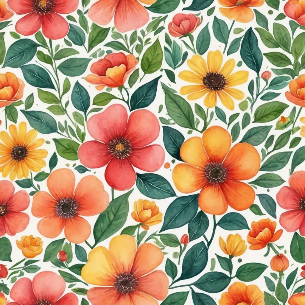 a painting of flowers and leaves on a white background with orange and yellow flowers and green leaves on the bottom, arts and crafts movement, a watercolor painting, Annabel Kidston, flowers