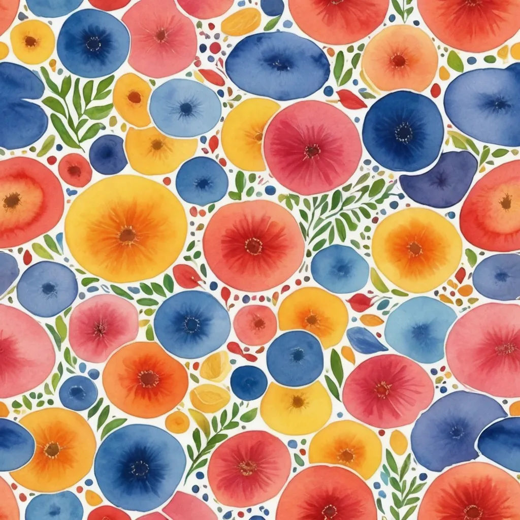 a colorful flower pattern with many different colors and sizes of flowers on it, including red, blue, yellow, and green, folk art, a watercolor painting, Annabel Kidston, flowers