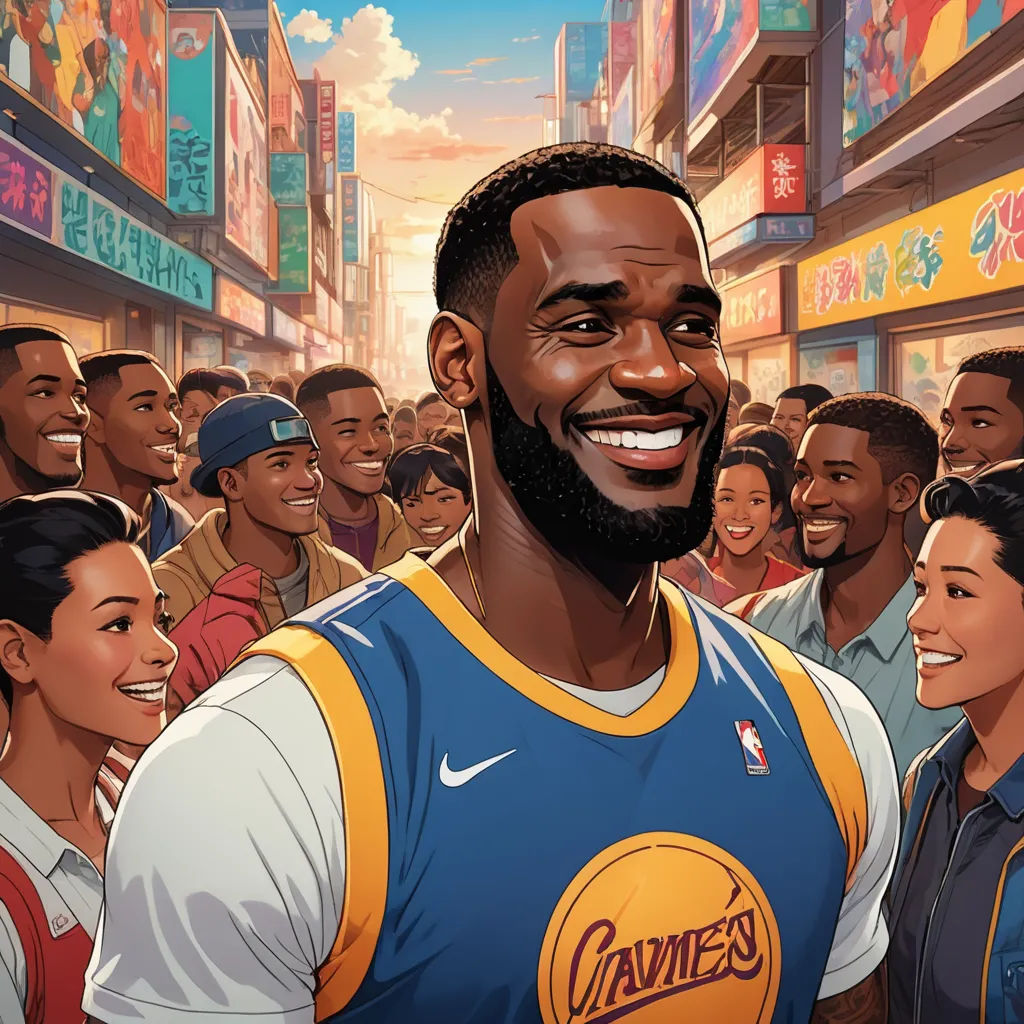 a man in a blue and yellow jersey standing in front of a crowd of people in a city street, regionalism, a comic book panel, Chris LaBrooy, official art