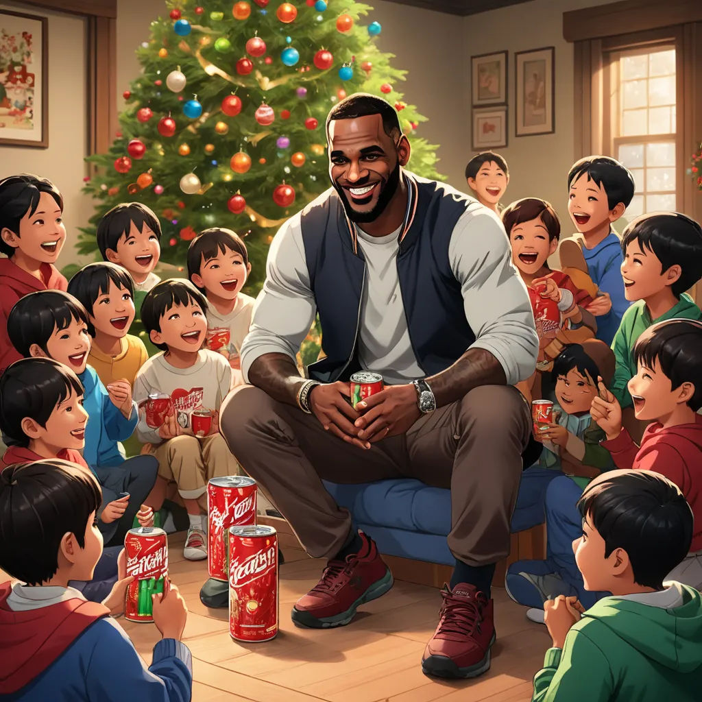 a man sitting on a chair surrounded by children and a christmas tree with a christmas tree in the background, fantastic realism, a storybook illustration, Chris LaBrooy, johnson ting