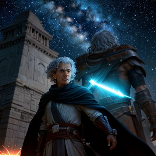 a man and a woman standing next to each other in front of a castle with a star wars theme