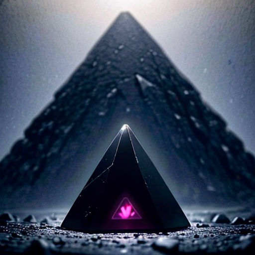 a triangle shaped object with a pink triangle in the middle of it and a purple triangle in the middle of it