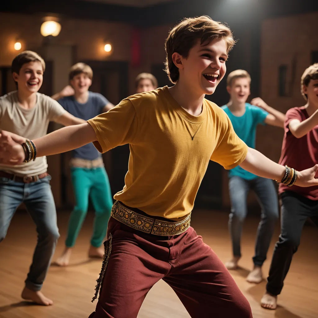 a group of young people dancing in a dance studio together, with one man in the middle of the group, kitsch movement, a stock photo, Alfred Freddy Krupa, promotional image