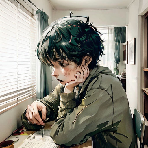 a man sitting at a desk with a phone to his ear and a book on his desk next to him