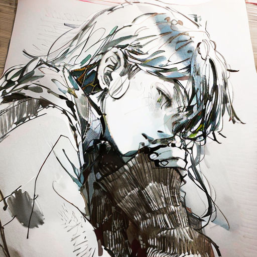 a drawing of a woman with a cigarette in her mouth and a cigarette in her mouth, on a piece of paper