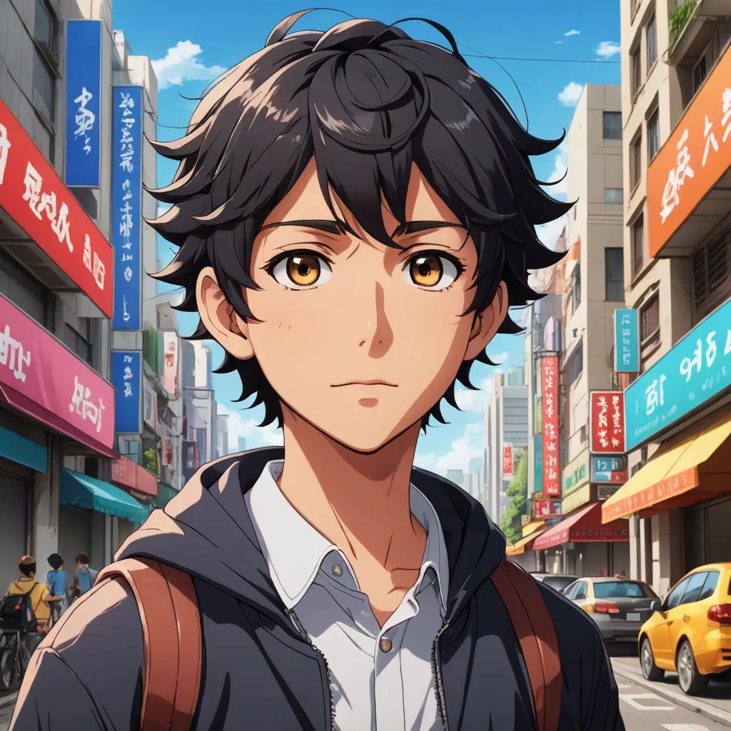 a man standing in front of a street with cars and buildings in the background and a yellow taxi in the foreground, photorealism, a character portrait, Aguri Uchida, official art