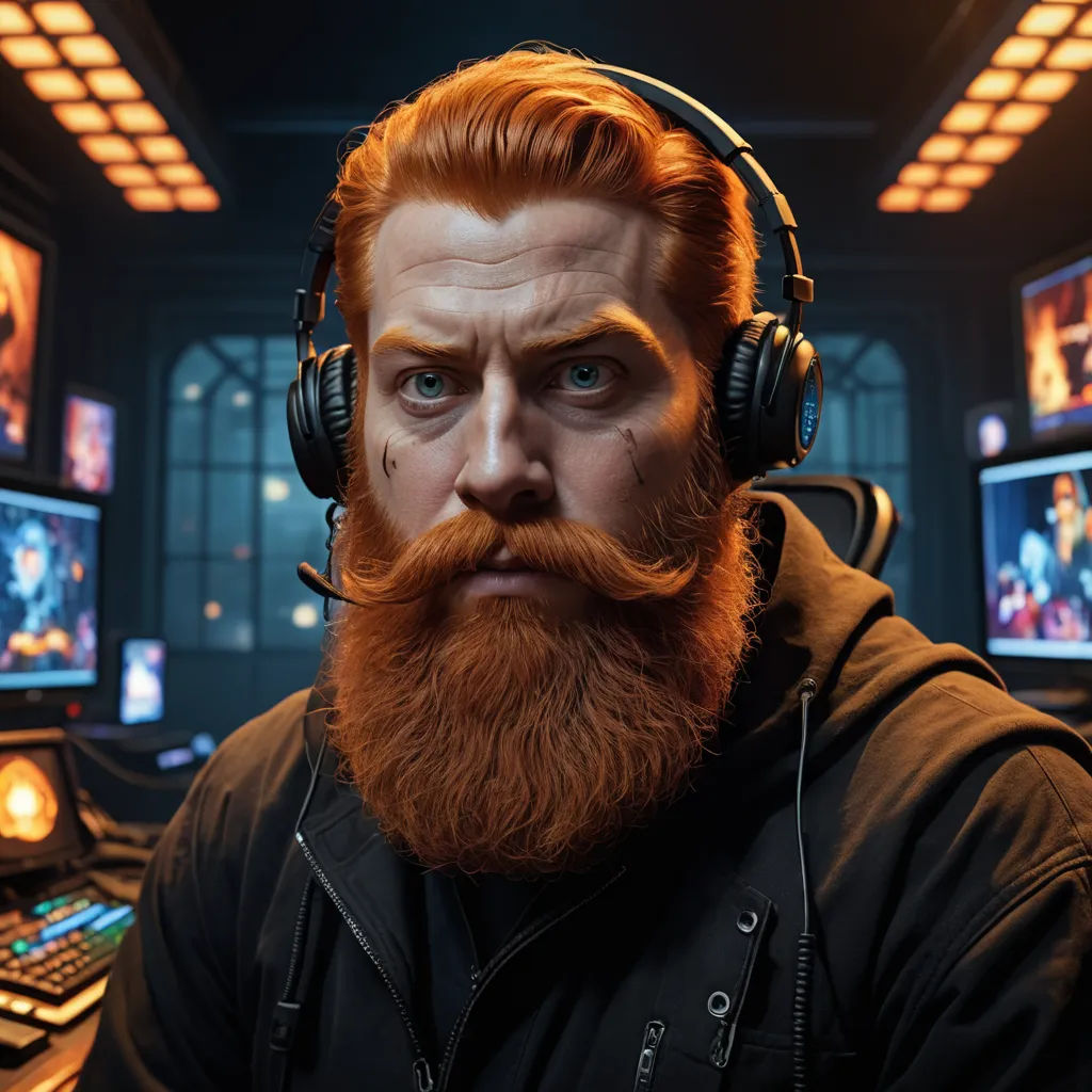 a man with headphones and a beard in a control room with many monitors and televisions on the walls, computer art, computer graphics, Android Jones, dan mumford. octane render