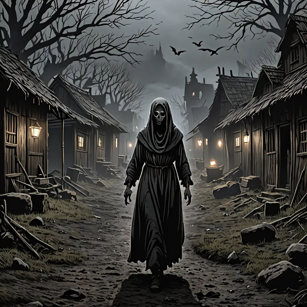 a person in a hooded outfit walking down a dark alley way with a full moon in the background and a full moon in the sky, gothic art, a comic book panel, Dan Mumford, comic cover art