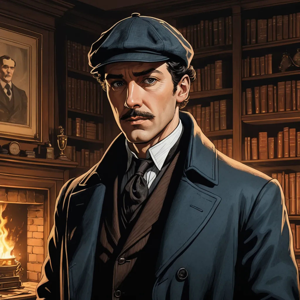 a man in a suit and hat standing in front of a fireplace in a library with a painting of a man in a suit and tie, new objectivity, a character portrait, Edwin Georgi, official art