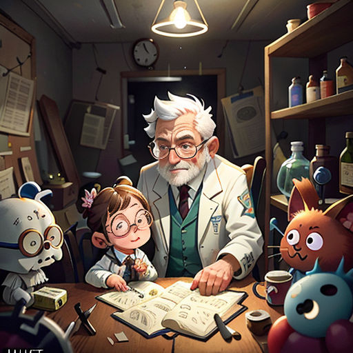 a man and a little girl are sitting at a table with a book and some toys in front of them