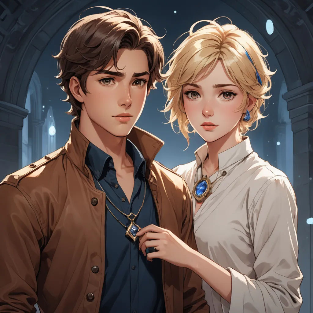 a couple of people standing next to each other in front of a building with a clock on it's wall, sots art, a character portrait, Cedric Seaut (Keos Masons), rossdraws global illumination