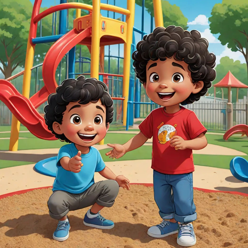 a boy and a girl playing in a playground with a playground slide in the background and a playground with a play ground, sots art, concept art, Felix-Kelly, promotional image