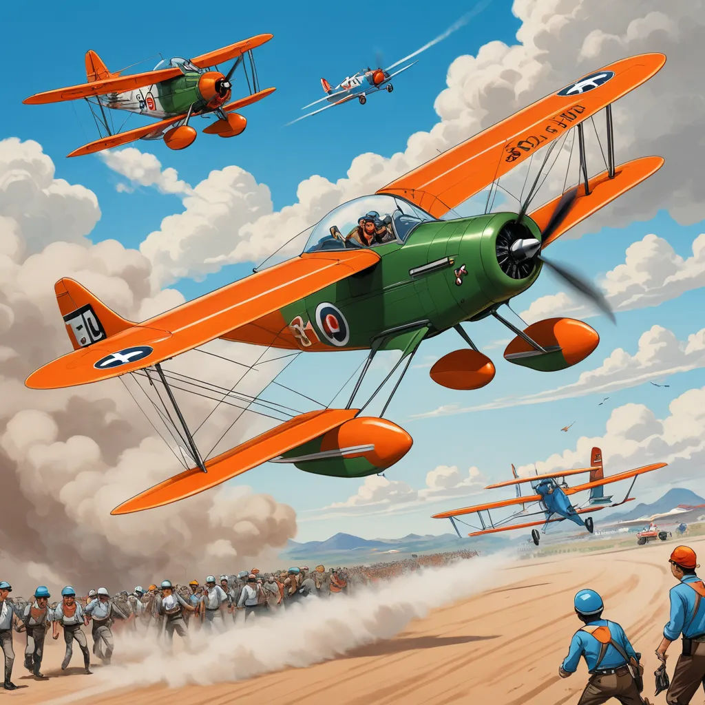 a painting of a group of men walking towards a plane flying over a field of men in uniforms and helmets, american scene painting, an ultrafine detailed painting, Brothers Hildebrandt, dieselpunk