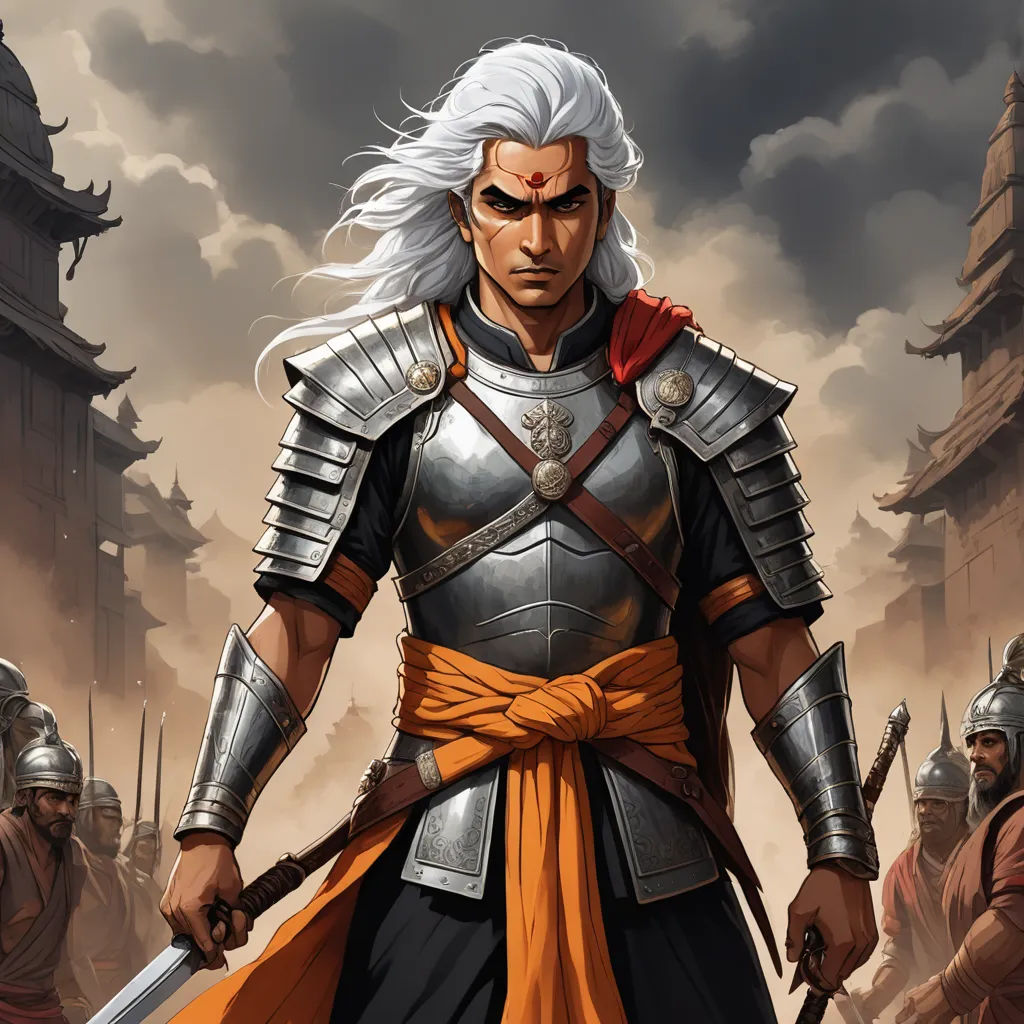 a man in a armor and a sword in front of a group of men in armor and holding swords, fantasy art, a detailed painting, Dai Jin, epic fantasy character art