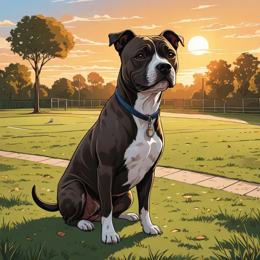 a dog sitting on the grass in a park at sunset with a bird flying in the background and a path leading to the park, serial art, a comic book panel, Chris Ware, comic cover art