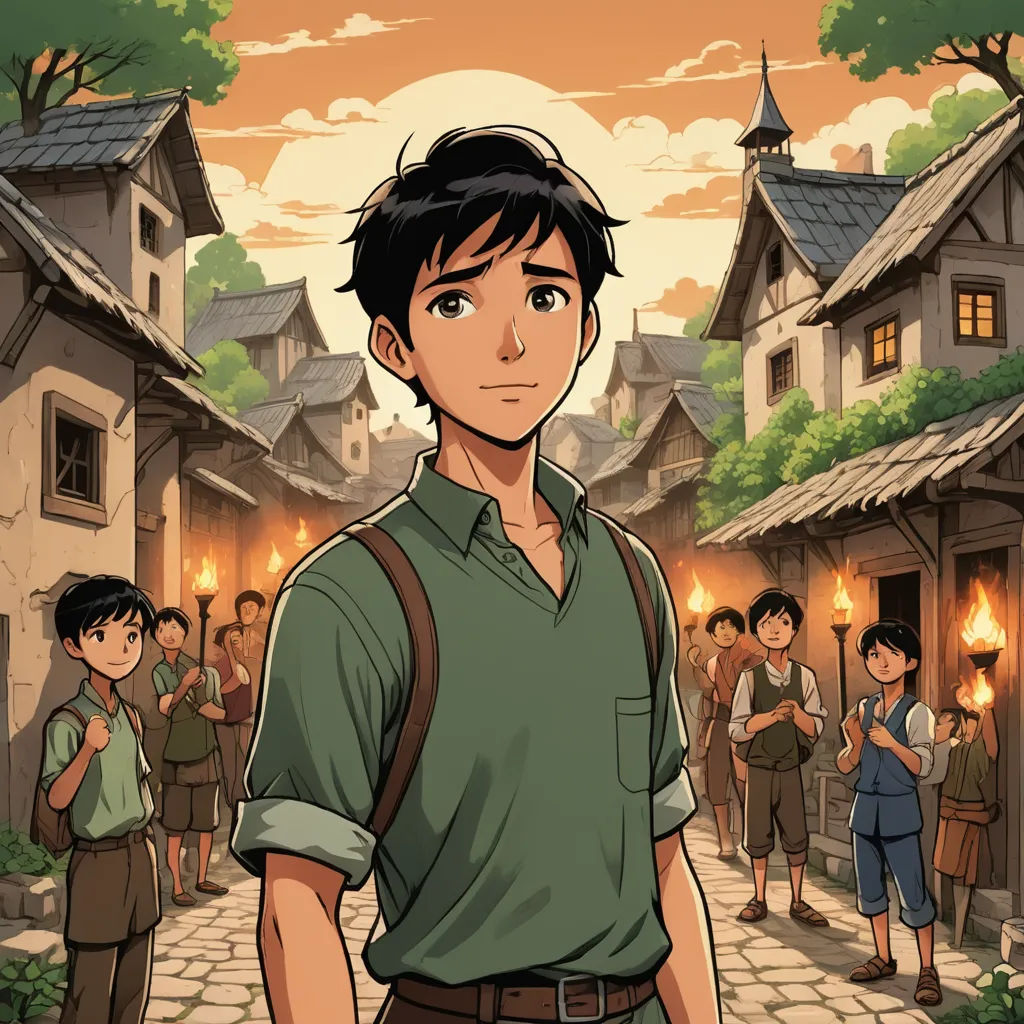 a man standing in front of a group of people in a village with a clock tower in the background, sots art, a character portrait, Cedric Seaut (Keos Masons), official art
