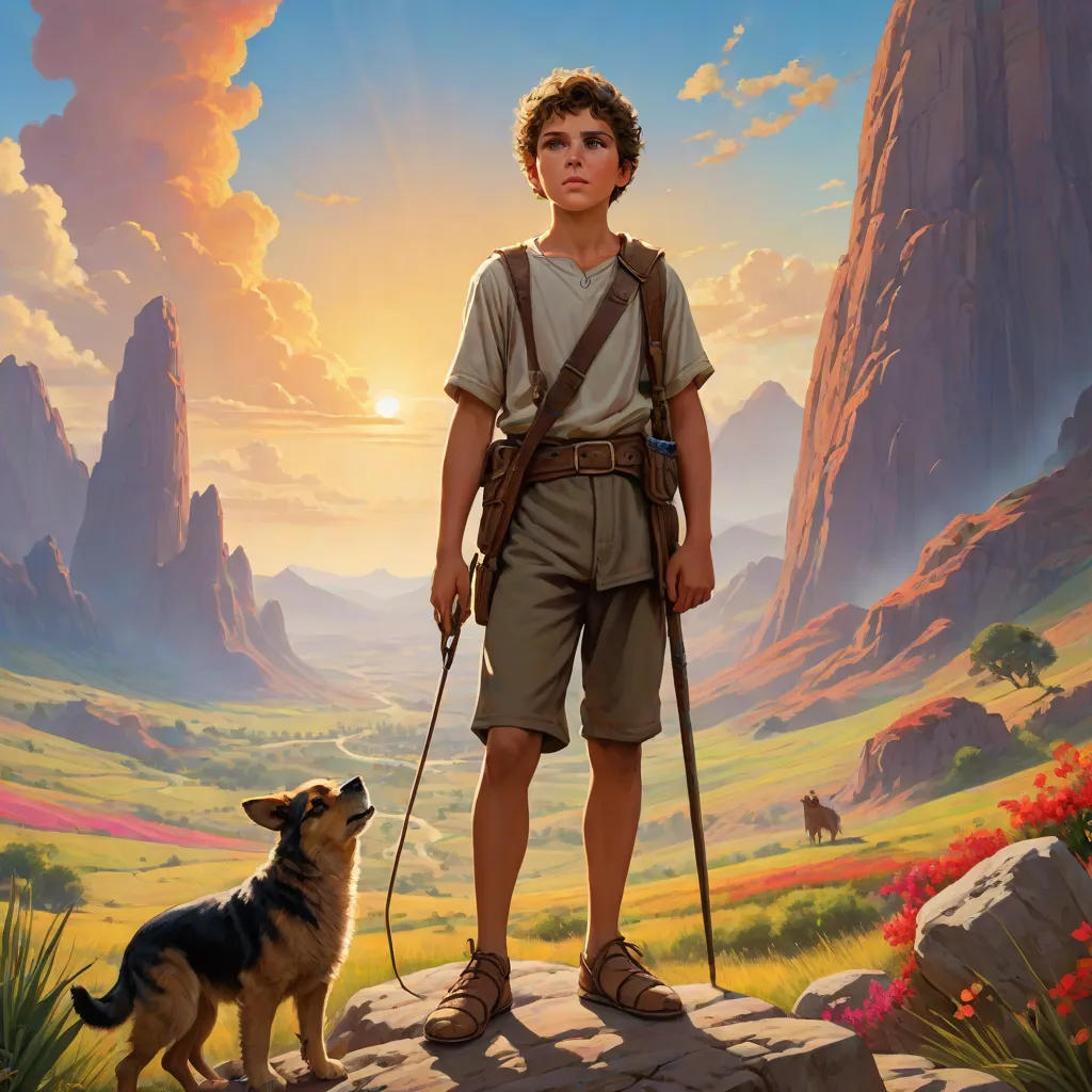 Young David and the Giant Goliath