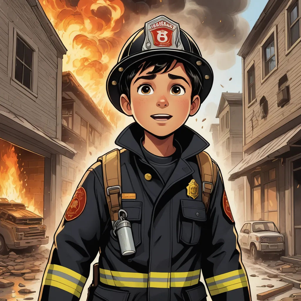 a cartoon fireman standing in front of a fire that is raging out of a building and a fire, underground comix, a comic book panel, David Park, comic cover art
